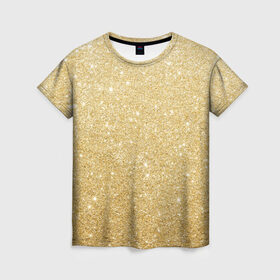 Женская футболка 3D с принтом Золотой песок в Белгороде, 100% полиэфир ( синтетическое хлопкоподобное полотно) | прямой крой, круглый вырез горловины, длина до линии бедер | блеск | блёстки | золото | песок | розовое золото | розовый | сияние | стразы