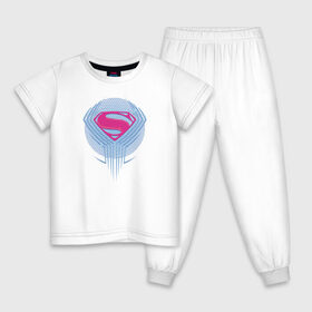 Детская пижама хлопок с принтом Superman в Белгороде, 100% хлопок |  брюки и футболка прямого кроя, без карманов, на брюках мягкая резинка на поясе и по низу штанин
 | justice league movie (2017) | superman | vdpartat | знак | лига справедливости | логотип | супермен