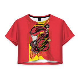 Женская футболка Crop-top 3D с принтом The Flash в Белгороде, 100% полиэстер | круглая горловина, длина футболки до линии талии, рукава с отворотами | flash | justice league movie | vdpartat | лига справедливости | супер герои | флеш