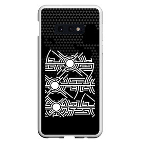 Чехол для Samsung S10E с принтом МП (OKO) в Белгороде, Силикон | Область печати: задняя сторона чехла, без боковых панелей | pattern | textures | абстракция | волны | вселенная | геометрия | графика | дизайн | дыра | знак | иероглиф | кибер | киберпанк | космос | крест | лабиринт | линии | лого | луна | око | оригинал | орнамент | панк