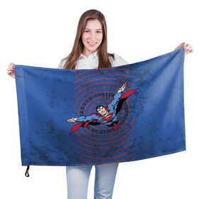 Флаг 3D с принтом Faster в Белгороде, 100% полиэстер | плотность ткани — 95 г/м2, размер — 67 х 109 см. Принт наносится с одной стороны | man | steel | superman | vdzajul | супермен | супермэн