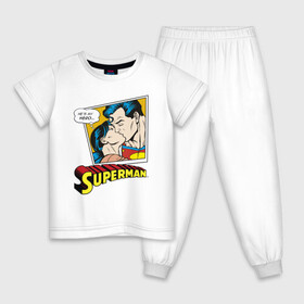 Детская пижама хлопок с принтом He is my hero в Белгороде, 100% хлопок |  брюки и футболка прямого кроя, без карманов, на брюках мягкая резинка на поясе и по низу штанин
 | man | steel | superman | vdzajul | супермен | супермэн