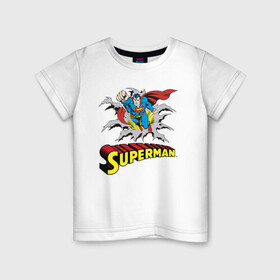 Детская футболка хлопок с принтом Superman в Белгороде, 100% хлопок | круглый вырез горловины, полуприлегающий силуэт, длина до линии бедер | man | steel | superman | vdzajul | супермен | супермэн