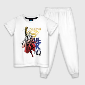 Детская пижама хлопок с принтом HERO в Белгороде, 100% хлопок |  брюки и футболка прямого кроя, без карманов, на брюках мягкая резинка на поясе и по низу штанин
 | man | steel | superman | vdzajul | супермен | супермэн