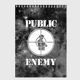 Скетчбук с принтом PUBLIC ENEMY в Белгороде, 100% бумага
 | 48 листов, плотность листов — 100 г/м2, плотность картонной обложки — 250 г/м2. Листы скреплены сверху удобной пружинной спиралью | public enemy | rap | музыка | паблик энеми | рэп