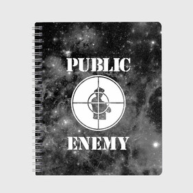 Тетрадь с принтом PUBLIC ENEMY в Белгороде, 100% бумага | 48 листов, плотность листов — 60 г/м2, плотность картонной обложки — 250 г/м2. Листы скреплены сбоку удобной пружинной спиралью. Уголки страниц и обложки скругленные. Цвет линий — светло-серый
 | Тематика изображения на принте: public enemy | rap | музыка | паблик энеми | рэп