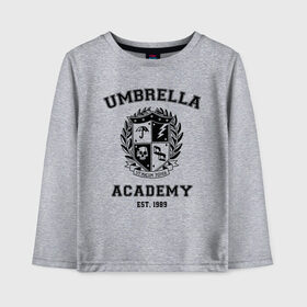 Детский лонгслив хлопок с принтом The Umbrella Academy в Белгороде, 100% хлопок | круглый вырез горловины, полуприлегающий силуэт, длина до линии бедер | the umbrella academy | umbrella | академия амбрелла | амбрелла | герб | зонтик