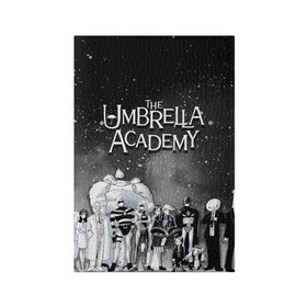 Обложка для паспорта матовая кожа с принтом The Umbrella Academy в Белгороде, натуральная матовая кожа | размер 19,3 х 13,7 см; прозрачные пластиковые крепления | Тематика изображения на принте: the umbrella academy | umbrella | академия амбрелла | амбрелла | герб | зонтик