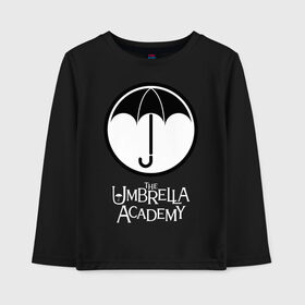 Детский лонгслив хлопок с принтом Академия Амбрелла в Белгороде, 100% хлопок | круглый вырез горловины, полуприлегающий силуэт, длина до линии бедер | the umbrella academy | umbrella | академия амбрелла | амбрелла | герб | зонтик