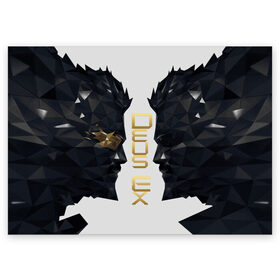 Поздравительная открытка с принтом Deus Ex в Белгороде, 100% бумага | плотность бумаги 280 г/м2, матовая, на обратной стороне линовка и место для марки
 | adam jensen | cyberpunk | deus ex | eidos montreal | games | human revolution | low poly | mankind divided | square enix | адам дженсен | бог из | игры | киберпанк