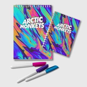 Блокнот с принтом ARCTIC MONKEYS в Белгороде, 100% бумага | 48 листов, плотность листов — 60 г/м2, плотность картонной обложки — 250 г/м2. Листы скреплены удобной пружинной спиралью. Цвет линий — светло-серый
 | Тематика изображения на принте: alex turner | arctic monkeys | rock | алекс тернер | арктик манкис | рок