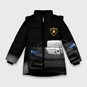 Зимняя куртка для девочек 3D с принтом Lamborghini URUS в Белгороде, ткань верха — 100% полиэстер; подклад — 100% полиэстер, утеплитель — 100% полиэстер. | длина ниже бедра, удлиненная спинка, воротник стойка и отстегивающийся капюшон. Есть боковые карманы с листочкой на кнопках, утяжки по низу изделия и внутренний карман на молнии. 

Предусмотрены светоотражающий принт на спинке, радужный светоотражающий элемент на пуллере молнии и на резинке для утяжки. | bolide | car | italy | lamborghini | motorsport | power.prestige | автомобиль | автоспорт | болид | италия | ламборгини | мощь | престиж