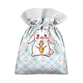 Подарочный 3D мешок с принтом Милый зайка в Белгороде, 100% полиэстер | Размер: 29*39 см | Тематика изображения на принте: веган | вегетарианец | животное | зайцы | зайчик | зайчонок | заяц | кролик | кроль | крольчонок | овощи | пушистик