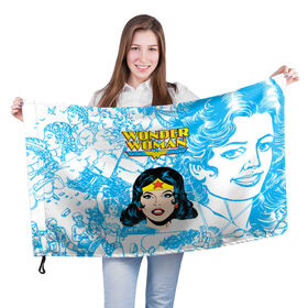 Флаг 3D с принтом Чудо-женщина в Белгороде, 100% полиэстер | плотность ткани — 95 г/м2, размер — 67 х 109 см. Принт наносится с одной стороны | dc | diana | vdsvar | warner bros. | warner premiere | wonder woman | чудо женщина