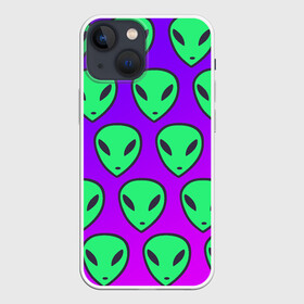 Чехол для iPhone 13 mini с принтом ALIENS в Белгороде,  |  | alien | space | зеленый | космос | нло | пришелец