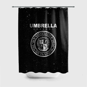 Штора 3D для ванной с принтом Академия Амбрелла в Белгороде, 100% полиэстер | плотность материала — 100 г/м2. Стандартный размер — 146 см х 180 см. По верхнему краю — пластиковые люверсы для креплений. В комплекте 10 пластиковых колец | the umbrella academy | umbrella | академия амбрелла | амбрелла | герб | зонтик