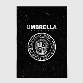 Постер с принтом Академия Амбрелла в Белгороде, 100% бумага
 | бумага, плотность 150 мг. Матовая, но за счет высокого коэффициента гладкости имеет небольшой блеск и дает на свету блики, но в отличии от глянцевой бумаги не покрыта лаком | the umbrella academy | umbrella | академия амбрелла | амбрелла | герб | зонтик