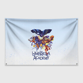 Флаг-баннер с принтом Академия Амбрелла в Белгороде, 100% полиэстер | размер 67 х 109 см, плотность ткани — 95 г/м2; по краям флага есть четыре люверса для крепления | the umbrella academy | umbrella | академия амбрелла | амбрелла | зонтик | комиксы