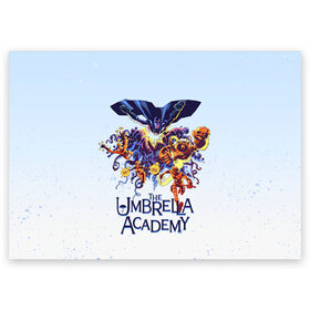 Поздравительная открытка с принтом Академия Амбрелла в Белгороде, 100% бумага | плотность бумаги 280 г/м2, матовая, на обратной стороне линовка и место для марки
 | the umbrella academy | umbrella | академия амбрелла | амбрелла | зонтик | комиксы