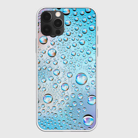 Чехол для iPhone 12 Pro Max с принтом Капли голубой роса стекло вода в Белгороде, Силикон |  | вода | градиент | для всех | дождь | капли | летний | на каждый день | обычный | окно | поверхность | повседневный | размытость | роса | стекло