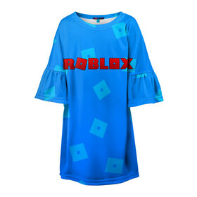 Детское платье 3D с принтом Roblox в Белгороде, 100% полиэстер | прямой силуэт, чуть расширенный к низу. Круглая горловина, на рукавах — воланы | blox | game | gamer | minecraft | roblox | roblox logo | игра | казуальная игра | конструктор | раблокс | роблок | роблоки | роблокс | роблокс лого | роблокс логотип