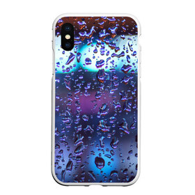 Чехол для iPhone XS Max матовый с принтом Капли на стекле макро в Белгороде, Силикон | Область печати: задняя сторона чехла, без боковых панелей | брызги | вода | градиент | дождь | капли | макро | поверхность | повседневный | роса | стекло | текстура
