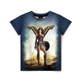 Детская футболка 3D с принтом Wonder Woman в Белгороде, 100% гипоаллергенный полиэфир | прямой крой, круглый вырез горловины, длина до линии бедер, чуть спущенное плечо, ткань немного тянется | justice league movie | vdpartat | wonder woman | знаки | лига справедливости | супер герои | чудо женщина