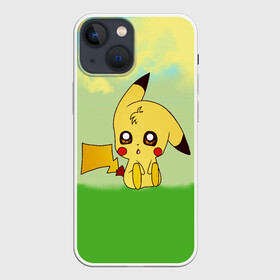 Чехол для iPhone 13 mini с принтом Пикачу на травке в Белгороде,  |  | anime | baby | cartoon | kawaii | pikachu | pokemon | аниме | герои | глазки | детские | зайчик | закат | зверек | каваи | летние | лето | магические | малыш | мифические | облака | пикапика | пикачу | питомец | покемон | поле