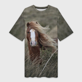 Платье-футболка 3D с принтом Конь в Белгороде,  |  | животные | звери | кони | конь | коняшка | лошади | лошадка | лошадь | пони | природа