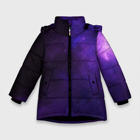 Зимняя куртка для девочек 3D с принтом Фиолетовая звезда в Белгороде, ткань верха — 100% полиэстер; подклад — 100% полиэстер, утеплитель — 100% полиэстер. | длина ниже бедра, удлиненная спинка, воротник стойка и отстегивающийся капюшон. Есть боковые карманы с листочкой на кнопках, утяжки по низу изделия и внутренний карман на молнии. 

Предусмотрены светоотражающий принт на спинке, радужный светоотражающий элемент на пуллере молнии и на резинке для утяжки. | арт | звезда | звёзды | карлик | космос | облако | синий | сияние | темный | фиолетовый | черный | яркая | яркие цвета