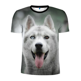 Мужская футболка 3D спортивная с принтом Хаски в Белгороде, 100% полиэстер с улучшенными характеристиками | приталенный силуэт, круглая горловина, широкие плечи, сужается к линии бедра | dog | животные | пес | природа | собака | собаки | собакчка | собачки | хаски