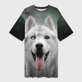 Платье-футболка 3D с принтом Хаски в Белгороде,  |  | dog | животные | пес | природа | собака | собаки | собакчка | собачки | хаски