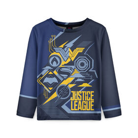 Детский лонгслив 3D с принтом Justice League в Белгороде, 100% полиэстер | длинные рукава, круглый вырез горловины, полуприлегающий силуэт
 | justice league movie | vdpartat | геометрия | знаки | лига справедливости | логотипы | символы
