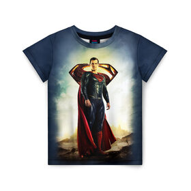 Детская футболка 3D с принтом Superman в Белгороде, 100% гипоаллергенный полиэфир | прямой крой, круглый вырез горловины, длина до линии бедер, чуть спущенное плечо, ткань немного тянется | justice league movie | superman | знаки vdpartat | лига справедливости | символы | супер герои | супермен