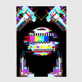 Постер с принтом Glitch VHS в Белгороде, 100% бумага
 | бумага, плотность 150 мг. Матовая, но за счет высокого коэффициента гладкости имеет небольшой блеск и дает на свету блики, но в отличии от глянцевой бумаги не покрыта лаком | glitch | rgb | vhs | помехи | разноцветный | шум