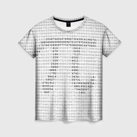 Женская футболка 3D с принтом Число пи в Белгороде, 100% полиэфир ( синтетическое хлопкоподобное полотно) | прямой крой, круглый вырез горловины, длина до линии бедер | математика | цифры | числа | числопи