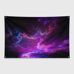 Флаг-баннер с принтом Космическое небо в Белгороде, 100% полиэстер | размер 67 х 109 см, плотность ткани — 95 г/м2; по краям флага есть четыре люверса для крепления | арт | звёзды | космос | облако | розовый | синий | сияние | туманность | фиолетовый | яркие цвета