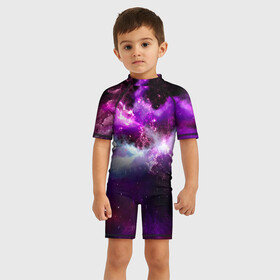 Детский купальный костюм 3D с принтом Космическое небо в Белгороде, Полиэстер 85%, Спандекс 15% | застежка на молнии на спине | арт | звёзды | космос | облако | сияние | туманность | яркие цвета