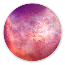 Коврик для мышки круглый с принтом Космическое небо в Белгороде, резина и полиэстер | круглая форма, изображение наносится на всю лицевую часть | арт | желтый | звёзды | космос | облако | оранжевый | розовый | сияние | туманность | фиолетовый | яркие цвета