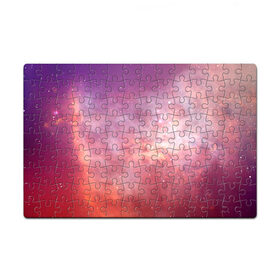 Пазл магнитный 126 элементов с принтом Космическое небо в Белгороде, полимерный материал с магнитным слоем | 126 деталей, размер изделия —  180*270 мм | арт | желтый | звёзды | космос | облако | оранжевый | розовый | сияние | туманность | фиолетовый | яркие цвета