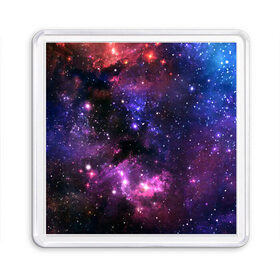Магнит 55*55 с принтом Космическое небо в Белгороде, Пластик | Размер: 65*65 мм; Размер печати: 55*55 мм | арт | звёзды | космос | красный | облако | розовый | синий | сияние | темный | туманность | фиолетовый | яркие цвета