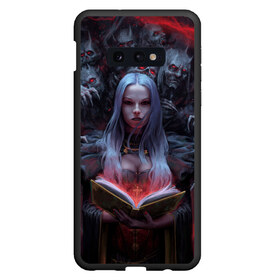 Чехол для Samsung S10E с принтом Demonic book в Белгороде, Силикон | Область печати: задняя сторона чехла, без боковых панелей | book | deads | demon | demoness | demonic | demonical | demons | devil | the demon book | witch | ведьма | демон | демоница | демонический | демоны | дьявол | дьяволица | книга | колдунья | мертвецы | череп