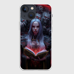 Чехол для iPhone 13 mini с принтом Demonic book в Белгороде,  |  | book | deads | demon | demoness | demonic | demonical | demons | devil | the demon book | witch | ведьма | демон | демоница | демонический | демоны | дьявол | дьяволица | книга | колдунья | мертвецы | череп