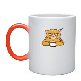 Кружка хамелеон с принтом Grumpy Cat Coffee в Белгороде, керамика | меняет цвет при нагревании, емкость 330 мл | cat | coffee | grumpy | hot | kitten | kitty | pussycat | ароматный | горячий | грампи | злой | киса | кот | котик | котэ | кофе | кофеек | кошка | кружка | милый | не выспался | недовольный | прикол | сердитый | сонный | чашка