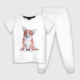Детская пижама хлопок с принтом корги в Белгороде, 100% хлопок |  брюки и футболка прямого кроя, без карманов, на брюках мягкая резинка на поясе и по низу штанин
 | корги | песокафе | собаки