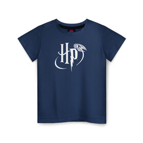Детская футболка хлопок с принтом Harry Potter White Logo в Белгороде, 100% хлопок | круглый вырез горловины, полуприлегающий силуэт, длина до линии бедер | harry potter | vdosadir | гарри поттер | джоан роулинг