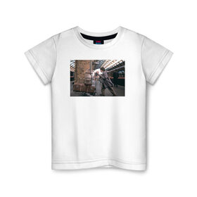 Детская футболка хлопок с принтом Harry Potter Platform 9 3/4 в Белгороде, 100% хлопок | круглый вырез горловины, полуприлегающий силуэт, длина до линии бедер | harry potter | kings cross station | vdosadir | вокзал кингс кросс | гарри поттер | джоан роулинг | платформа