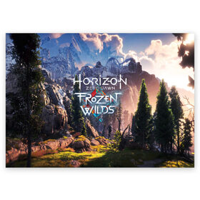 Поздравительная открытка с принтом Horizon Zero Dawn в Белгороде, 100% бумага | плотность бумаги 280 г/м2, матовая, на обратной стороне линовка и место для марки
 | aloy | antasy girl | art | artwork | digital art | fantasy | horizon | horizon: zero dawn | landscape | tallneck | warrior fantasy | weapon | zero dawn