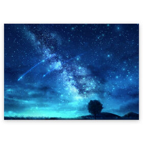 Поздравительная открытка с принтом Синяя Небо в Белгороде, 100% бумага | плотность бумаги 280 г/м2, матовая, на обратной стороне линовка и место для марки
 | blue | sky | звездное небо | звезды | космическое | красота | небо | ночь | синий
