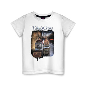 Детская футболка хлопок с принтом Kings Cross в Белгороде, 100% хлопок | круглый вырез горловины, полуприлегающий силуэт, длина до линии бедер | harry potter | kings cross station | vdosadir | вокзал кингс кросс | гарри поттер | джоан роулинг | платформа